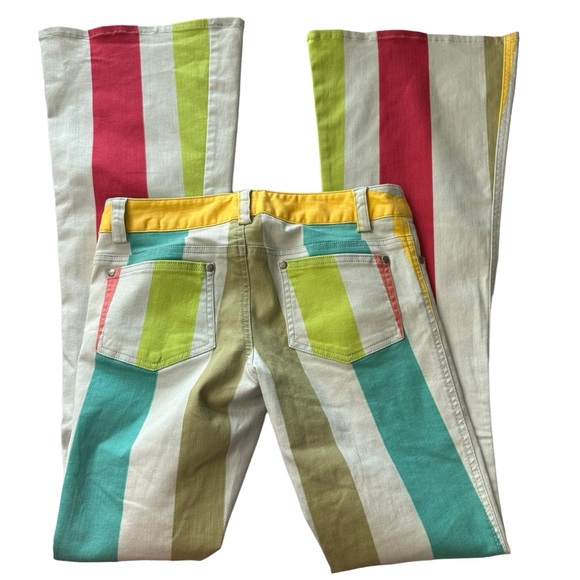 Alice & Olivia Striped Bell Bottom flared retro low waisted Jeans size 2 / 26 - Picture 3 of 11